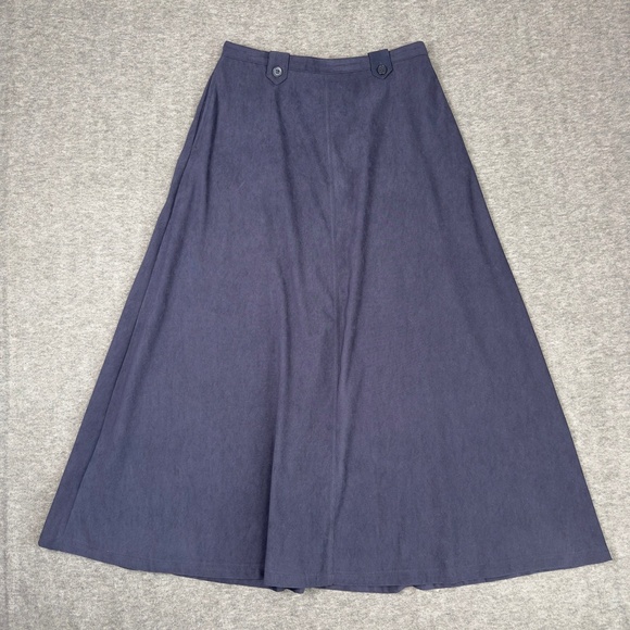 Coldwater Creek Dresses & Skirts - Coldwater Creek Maxi Skirt Women's 14 Navy Blue Flare Pockets Stretch Long
